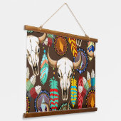 Bizonschedel Native American embleem Hangend Wandkleed (Gebogen)