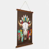 Bizonschedel Native American embleem Hangend Wandkleed (Gebogen)