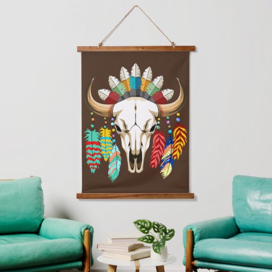 Bizonschedel Native American embleem Hangend Wandkleed (Woonkamer)