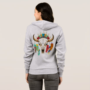 Bizonschedel Native American embleem Hoodie