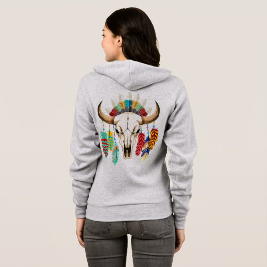 Bizonschedel Native American embleem Hoodie (Achterkant volledig)