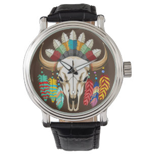 Bizonschedel Native American embleem Horloge