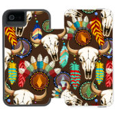 Bizonschedel Native American embleem Incipio iPhone Portemonnee Hoesje (Agenda Open)