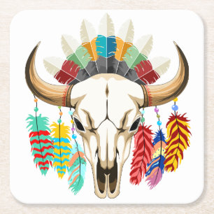 Bizonschedel Native American embleem Kartonnen Onderzetters