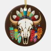 Bizonschedel Native American embleem Keramisch Ornament (Voorkant)