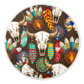 Bizonschedel Native American embleem Keramische Knop (Voorkant)