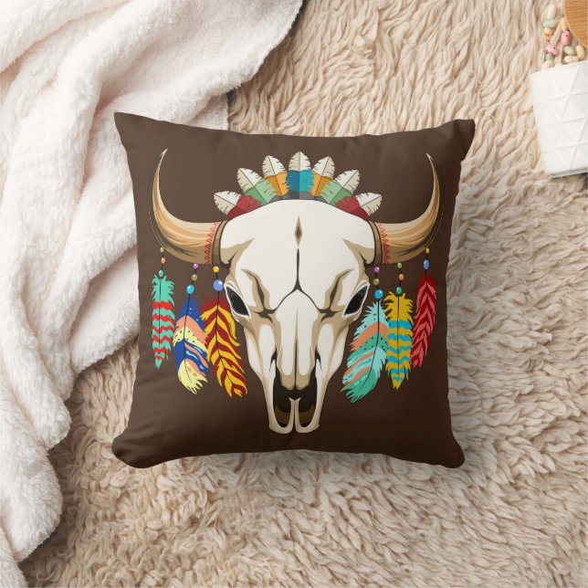 Bizonschedel Native American embleem Kussen (Deken)