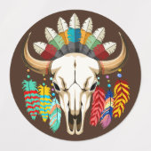 Bizonschedel Native American embleem Labels (Design 2)