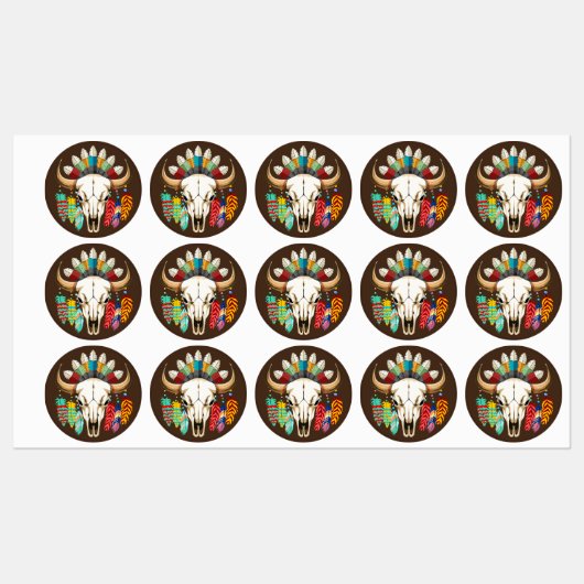 Bizonschedel Native American embleem Labels (Vel)
