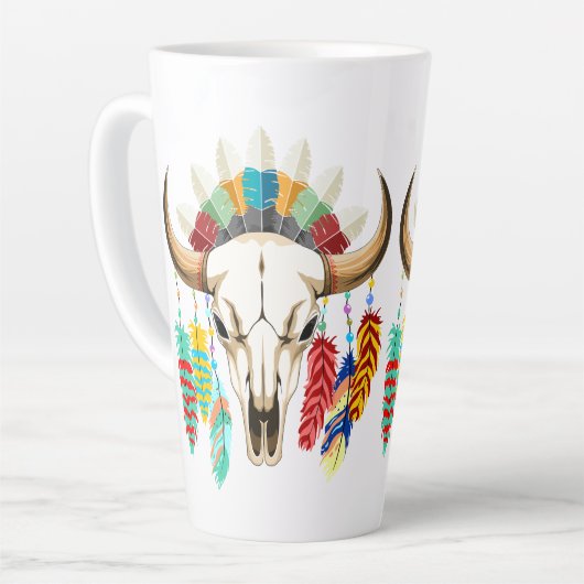 Bizonschedel Native American embleem Latte Mok (Linkerhoek)