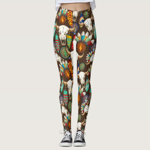 Bizonschedel Native American embleem Leggings