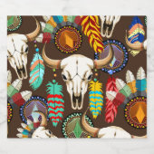 Bizonschedel Native American embleem Likeurfles Etiket (Enkel label)