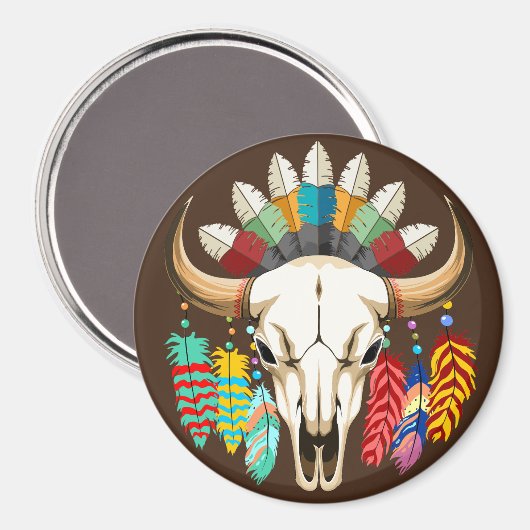 Bizonschedel Native American embleem Magneet (Voorkant / Achterkant)