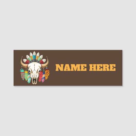 Bizonschedel Native American embleem Naamplaatje (Voorkant)