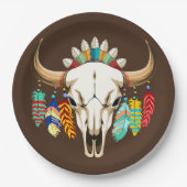 Bizonschedel Native American embleem Papieren Bordje (Voorkant)