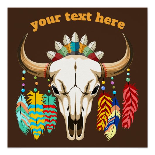 Bizonschedel Native American embleem Perfect Poster (Voorkant)