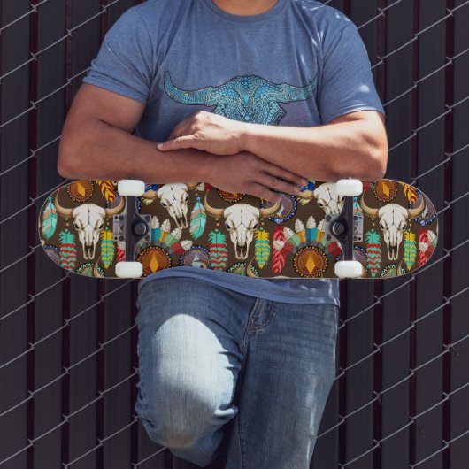 Bizonschedel Native American embleem Persoonlijk Skateboard (Buiten 3)