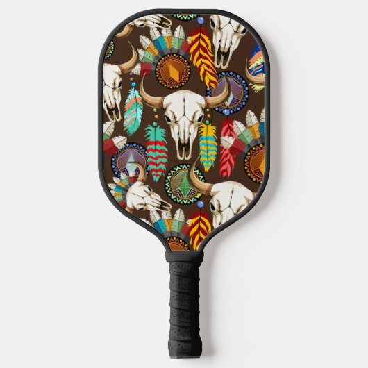 Bizonschedel Native American embleem Pickleball Paddle (Voorkant)