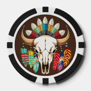 Bizonschedel Native American embleem Poker Chips