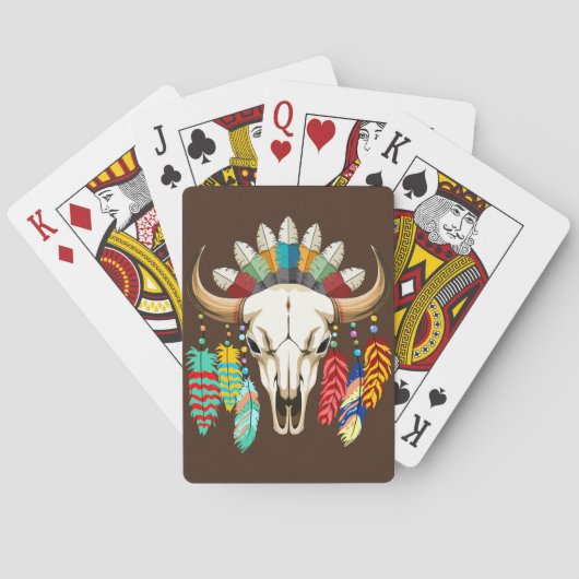 Bizonschedel Native American embleem Pokerkaarten (Achterkant)