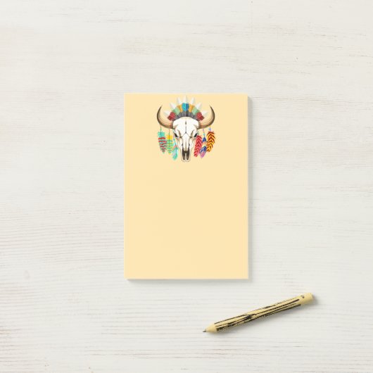 Bizonschedel Native American embleem Post-it® Notes (Op bureau)