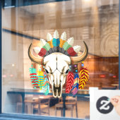Bizonschedel Native American embleem Raamsticker (Cafe Raam)