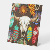 Bizonschedel Native American embleem Reclamebord Met Voetstuk (Voorkant)