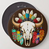 Bizonschedel Native American embleem Ronde Button 6,0 Cm (Voorkant /achterkant)