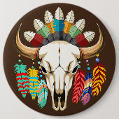 Bizonschedel Native American embleem Ronde Button 6,0 Cm (Voorkant)