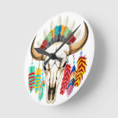 Bizonschedel Native American embleem Ronde Klok (Hoek)