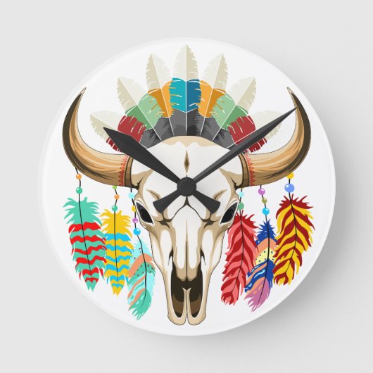 Bizonschedel Native American embleem Ronde Klok (Voorkant)