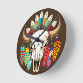 Bizonschedel Native American embleem Ronde Klok (Hoek)