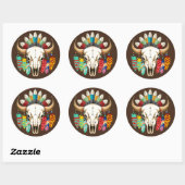 Bizonschedel Native American embleem Ronde Sticker (Vel)