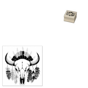 Bizonschedel Native American embleem Rubberstempel
