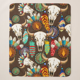 Bizonschedel Native American embleem Sherpa Deken