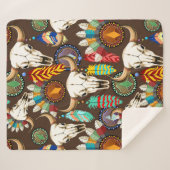 Bizonschedel Native American embleem Sherpa Deken (Voorkant (horizontaal))