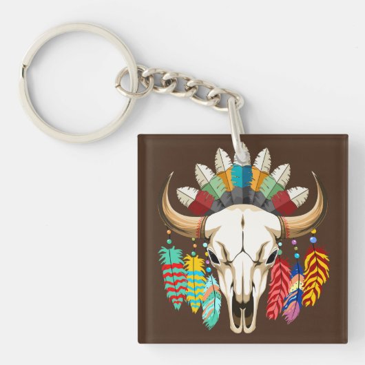 Bizonschedel Native American embleem Sleutelhanger (voorkant)