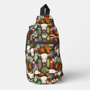 Bizonschedel Native American embleem Sling Bag