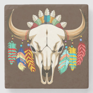 Bizonschedel Native American embleem Stenen Onderzetter
