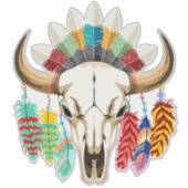 Bizonschedel Native American embleem Sticker (Voorkant)