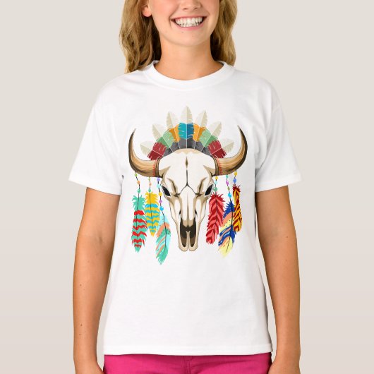 Bizonschedel Native American embleem T-shirt (Voorkant)