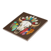 Bizonschedel Native American embleem Tegeltje (Zijkant)