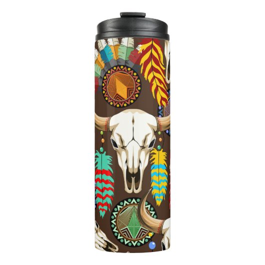 Bizonschedel Native American embleem Thermosbeker (Voorkant)