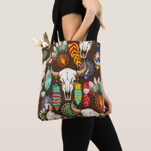 Bizonschedel Native American embleem Tote Bag
