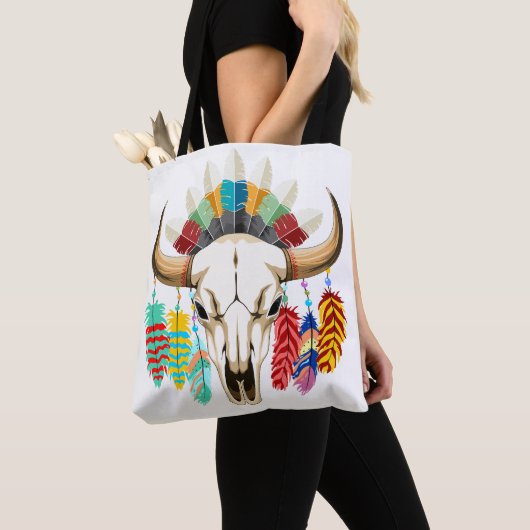 Bizonschedel Native American embleem Tote Bag (Dichtbij)