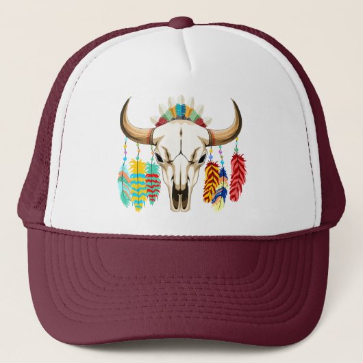 Bizonschedel Native American embleem Trucker Pet (Voorkant)