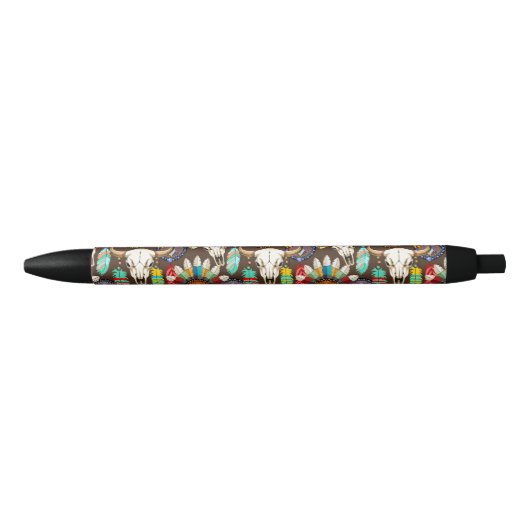 Bizonschedel Native American embleem Zwarte Inkt Pen (Voorkant)