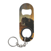 Bizonsilhouet bij zonsondergang mini flessenopener (Voorkant)