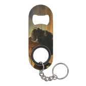 Bizonsilhouet bij zonsondergang mini flessenopener (Achterkant)