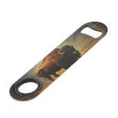 Bizonsilhouet bij zonsondergang speed flessenopener (Voorkant Gekanteld)